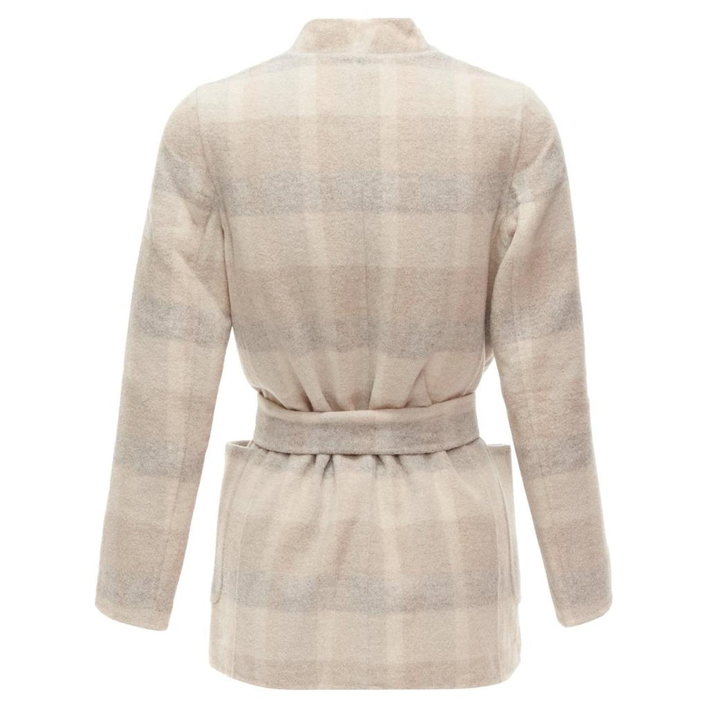 Cucito Amano Double Face Angora Wool Checked Belt Jacket