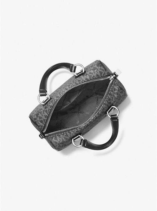 Grayson Small Logo Print Woven Duffel Crossbody Bag