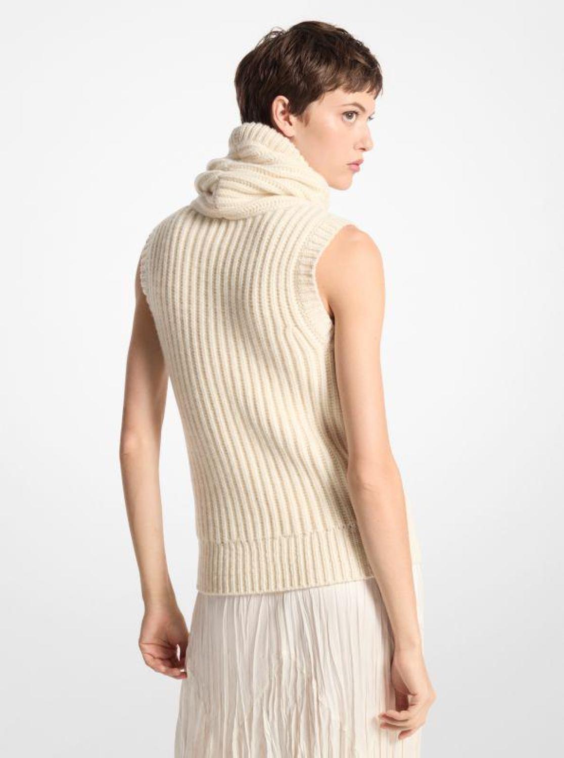 Cashmere Sleeveless Funnel-Neck Sweater