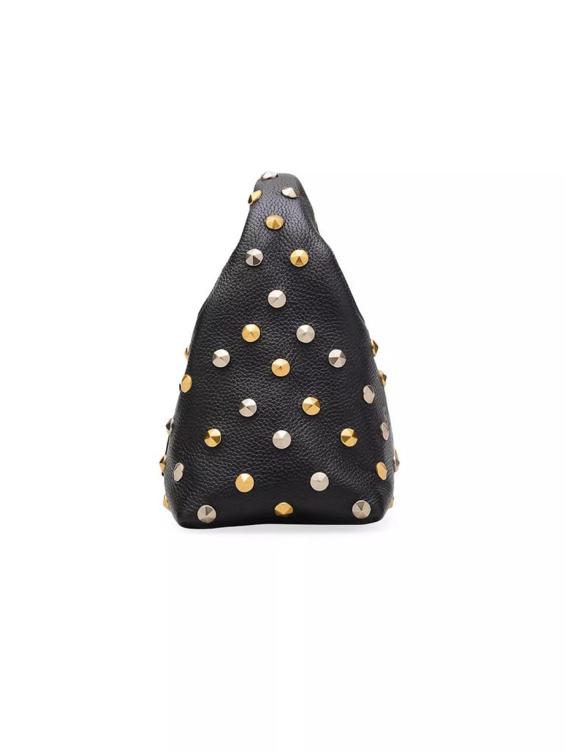 The Glam Studs Leather Mini Sack Bag