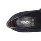 FENDI black suede black white mink fur front point toe chunky heel pump