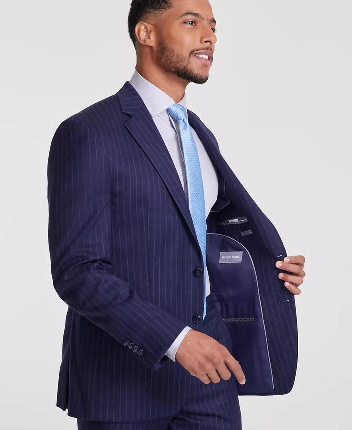 Men's Classic-Fit Pinstripe Wool-Blend Stretch Suit Separate Jacket