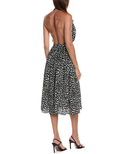 Michael Kors Collection Cheetah Silk Halter Dress