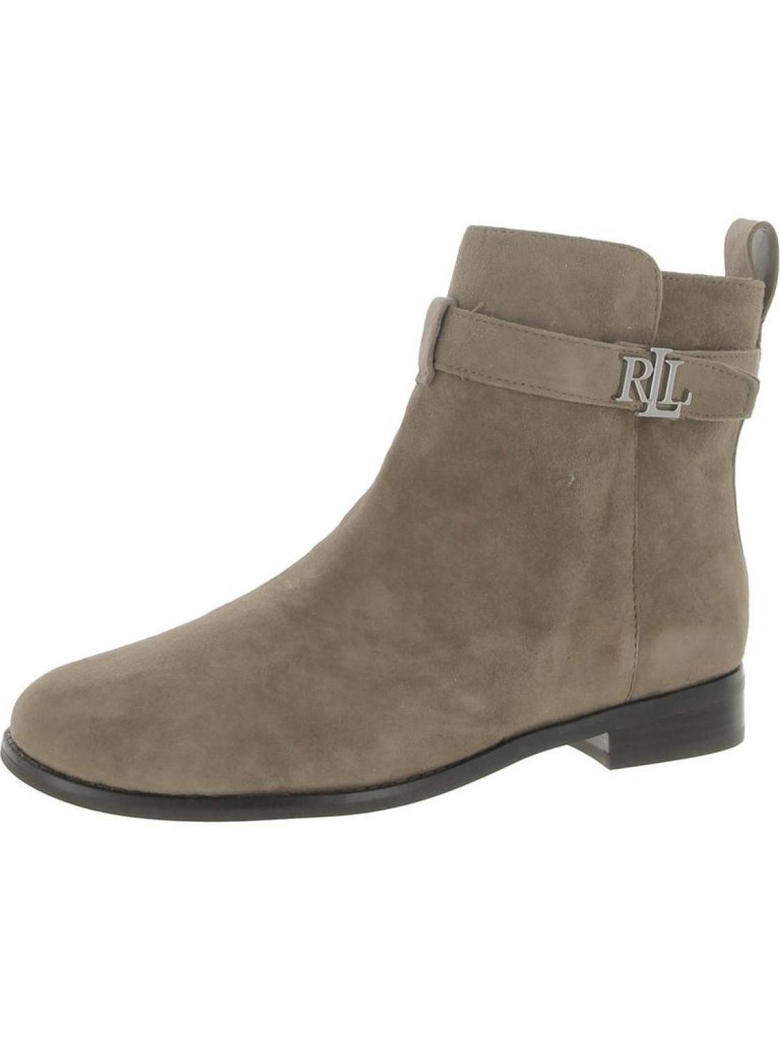 BRIELE Womens Leather Logo Ankle Boots