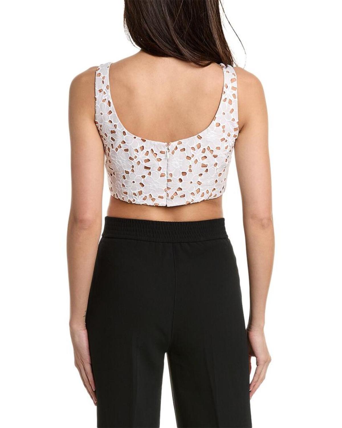 Michael Kors Collection Eyelet Silk-Lined Crop Tank