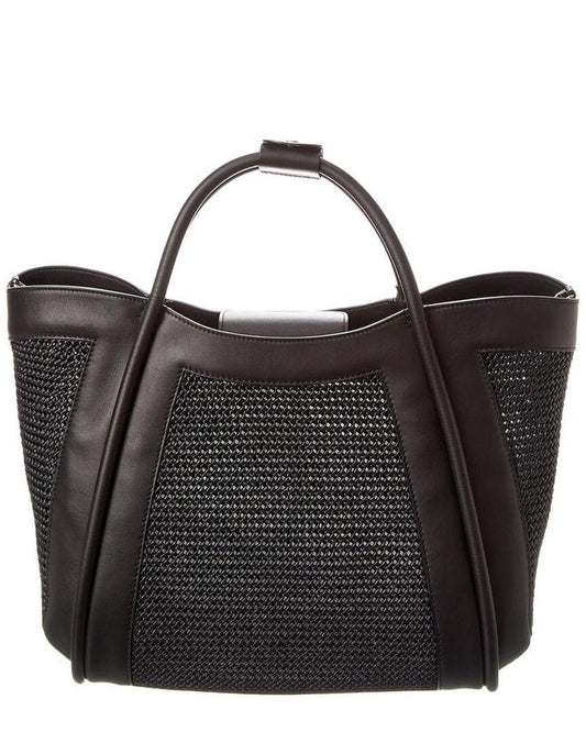 Max Mara Marinmm Straw & Leather Tote