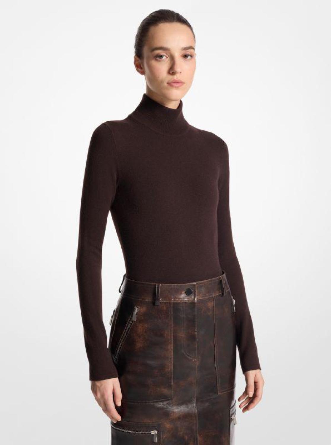 Stretch Cashmere Turtleneck Bodysuit