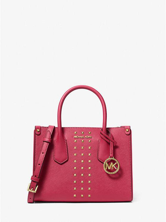 Maple Small Studded Saffiano Leather Satchel