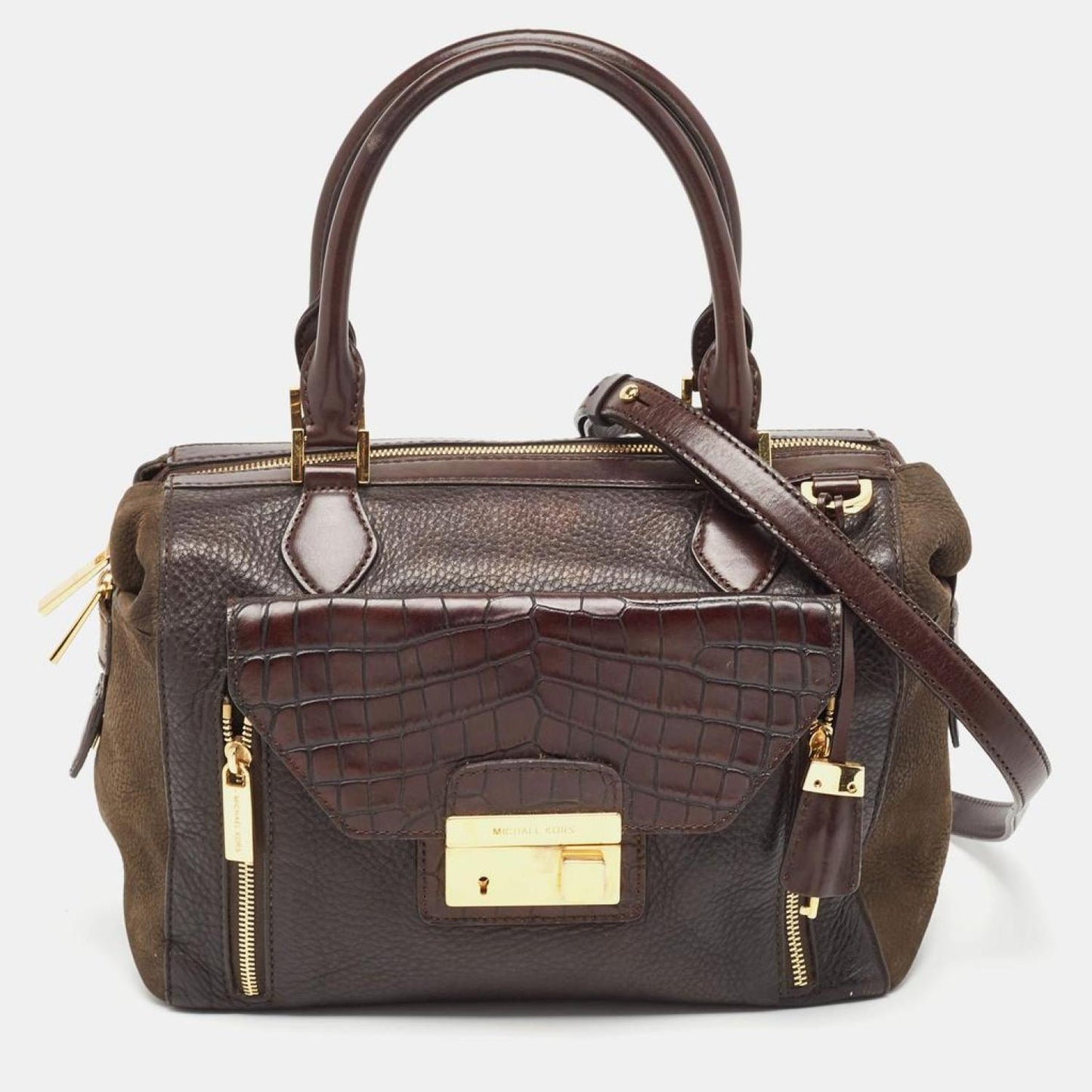 Michael Kors Dark Leather And Nubuck Collection Gia Satchel