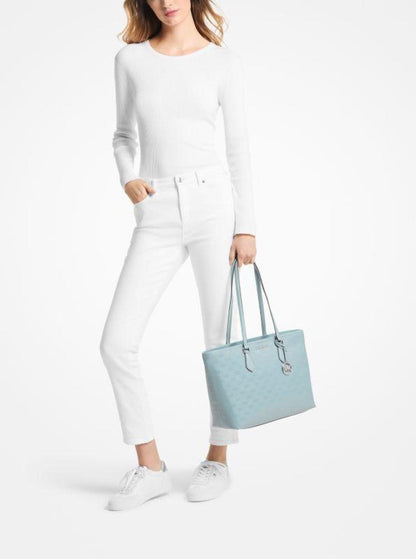 Sheila Large Woven Logo Nylon Tote Bag