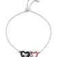 Faux Stone Signature Heart Link Slider Bracelet