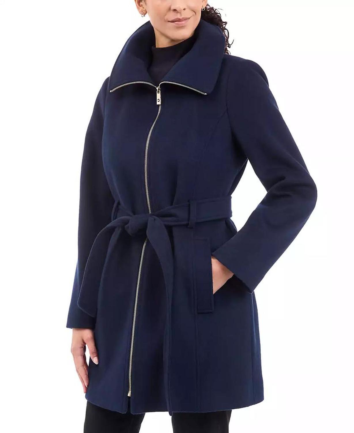 Women's Belted Zip-Front Coat, Created for Macy's