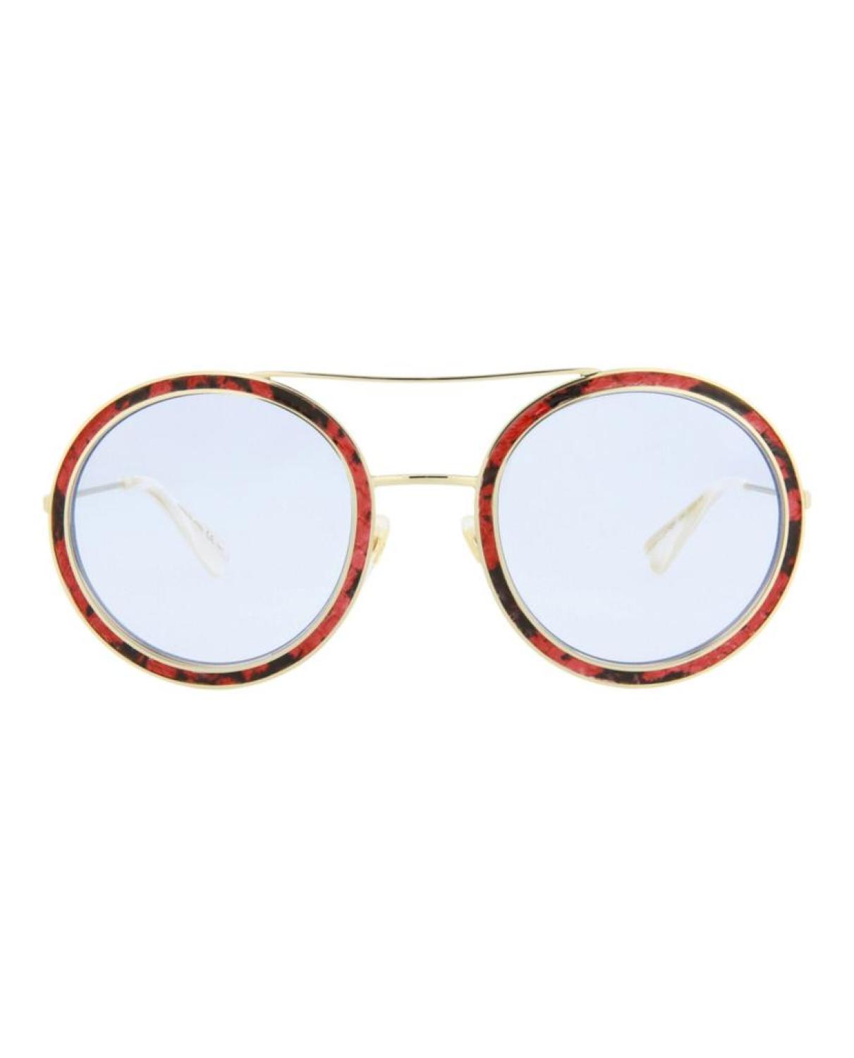 Round-Frame Leather Sunglasses