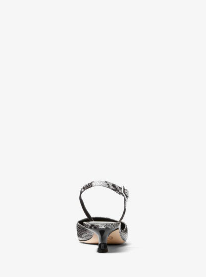 Luna Snake Embossed Leather Slingback Kitten Pump