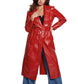 Women's Faux-Leather Belted Trench Coat