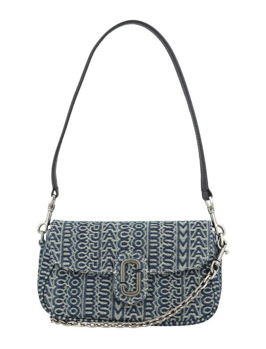 Marc Jacobs The Monogram Sunfaded Denim Clover Shoulder Bag