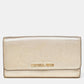 Michael Kors Gold Leather Jet Set Travel Wallet On Chain