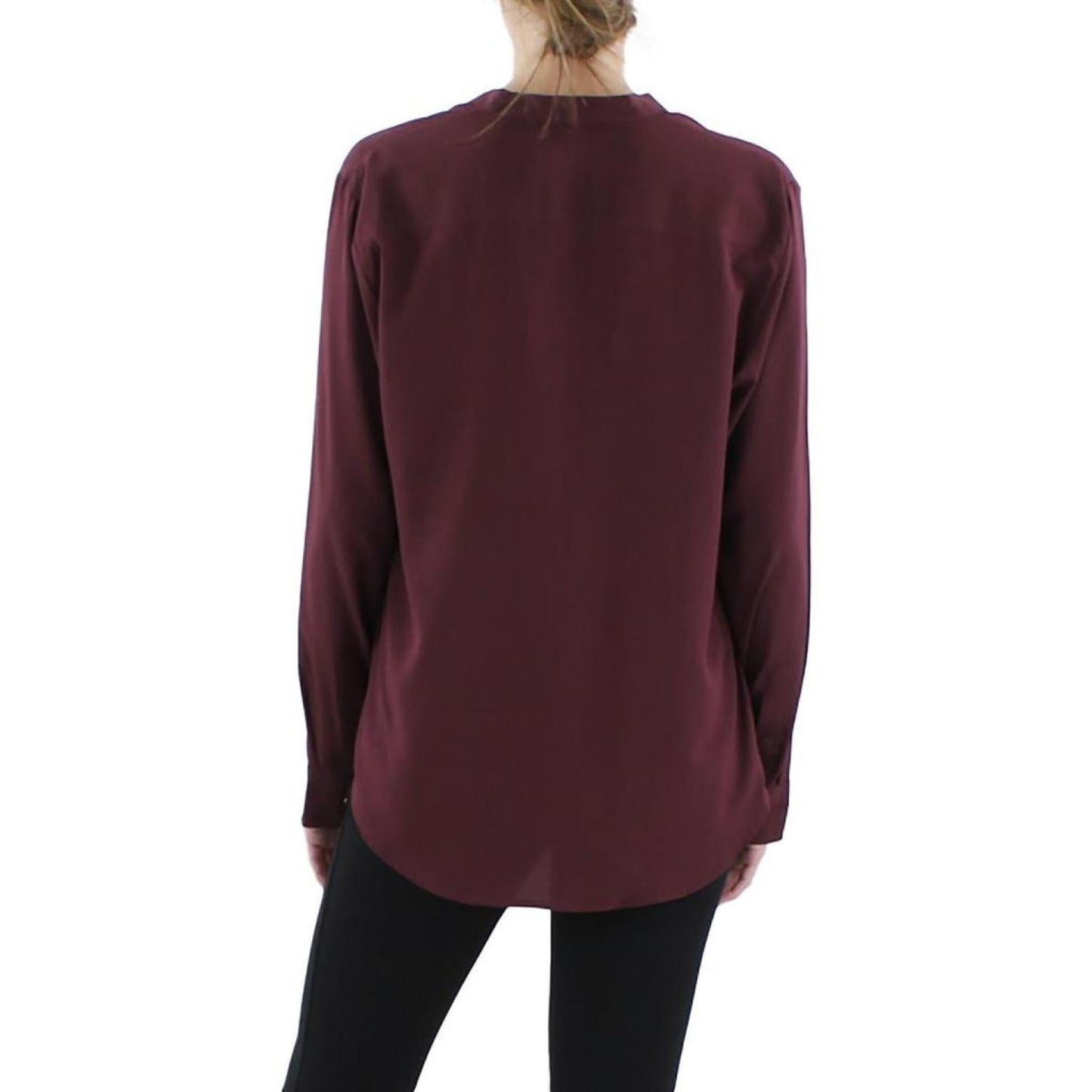 Womens Purple Long Sleeves Button-Down Top