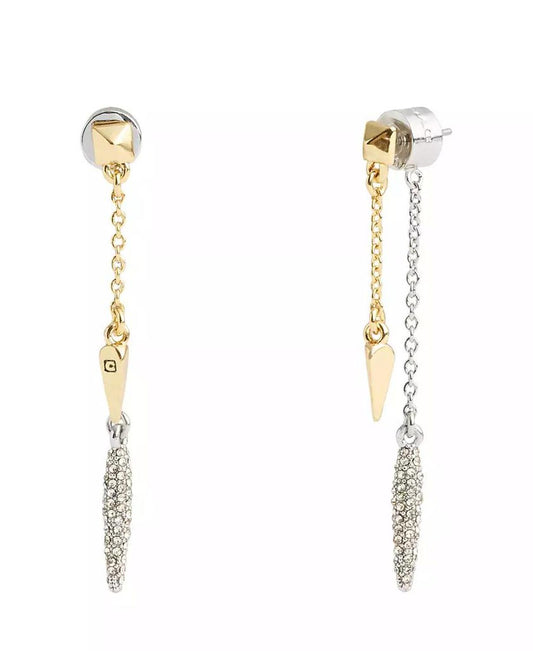 Faux Stone Signature Pavé Spike Front Back Earrings