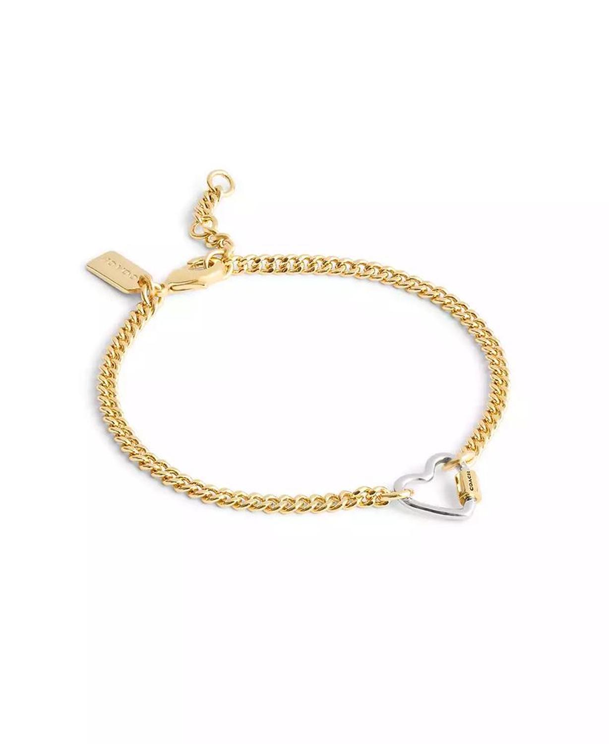 Two-Tone Signature Carabiner Heart Link Bracelet