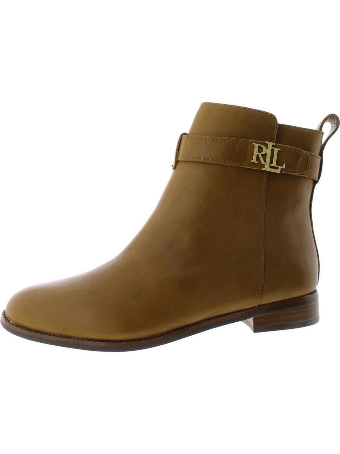 BRIELE Womens Leather Logo Ankle Boots