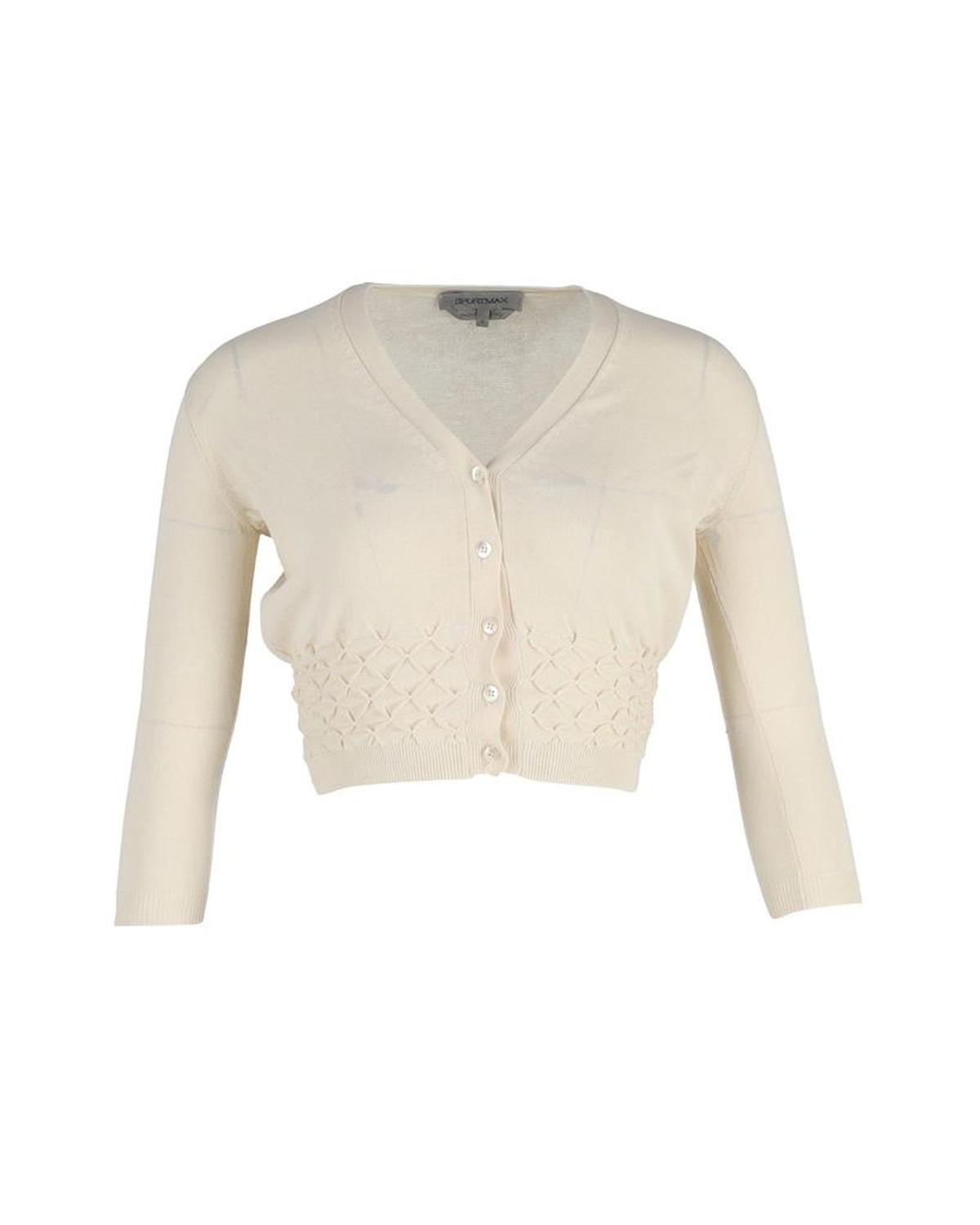 Max Mara Sportmax Buttoned Cropped Cardigan in Cream Cotton