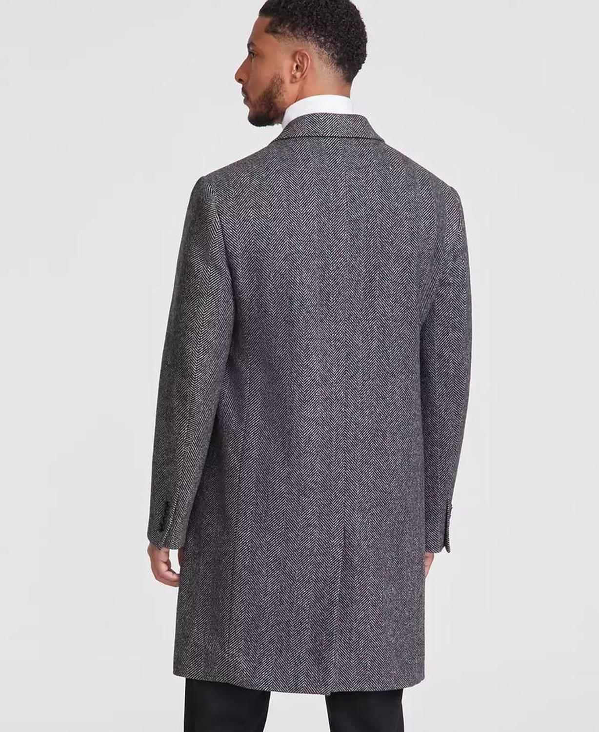 Men's Classic-Fit Wool Blend Herringbone Overcoat