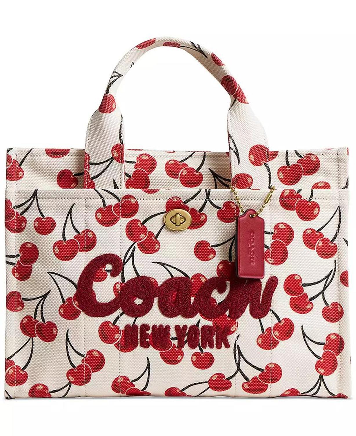 Cherry-Print Canvas Cargo Tote