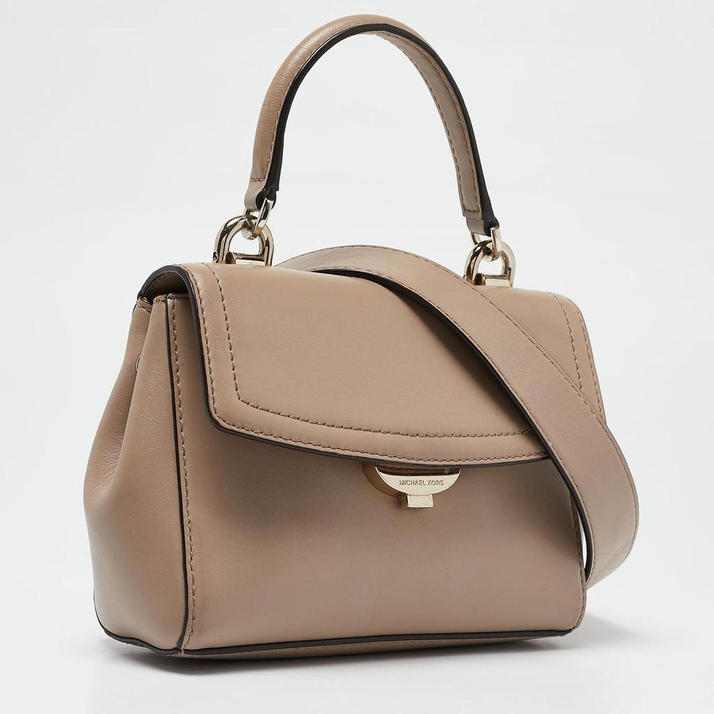 Beige Leather Extra Small Ava Top Handle Bag