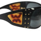 Womens Gold Tone Studded Gray Lens Large Shield Sunglasses Black