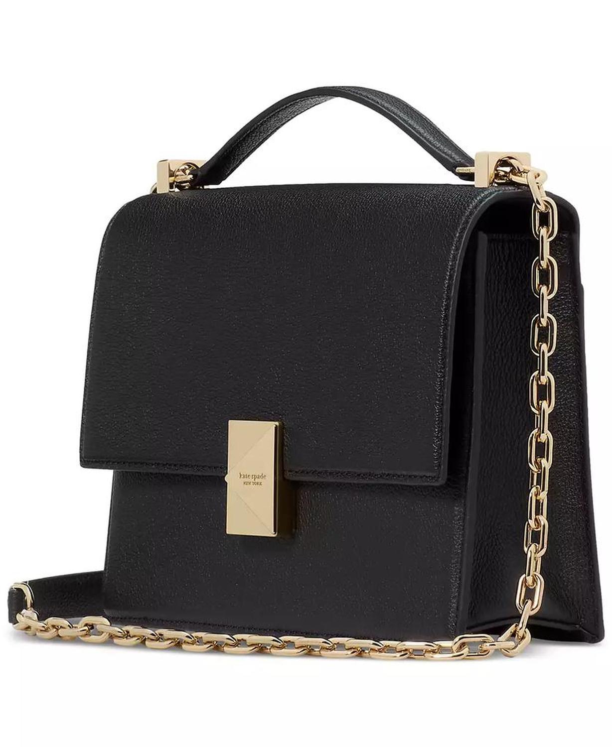 Deco Pebbled Leather Chain Shoulder Bag