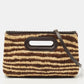 Michael Kors Tri Color Raffia And Leather Rosalie Clutch Bag