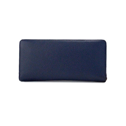 Michael Kors Jet Set Travel Large Navy Pebbled Leather Continental Wrist Women's Wallet