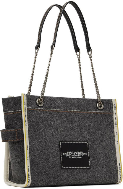 Black 'The Denim Chain Medium' Tote