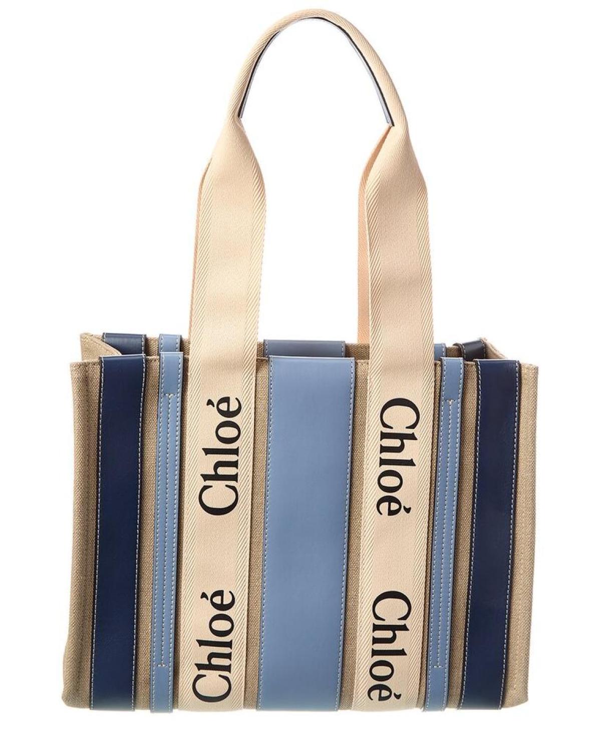 Chloé Woody Medium Canvas & Leather Tote