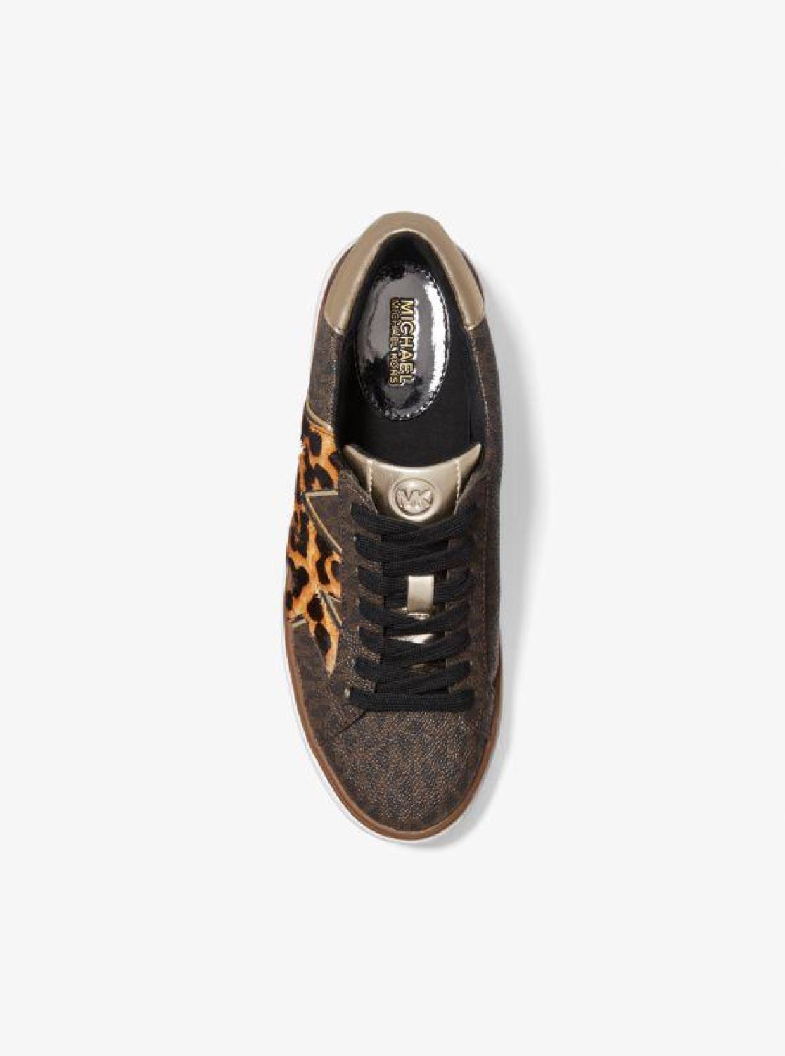 Chapman Logo and Leopard Print Calf Hair Sneaker