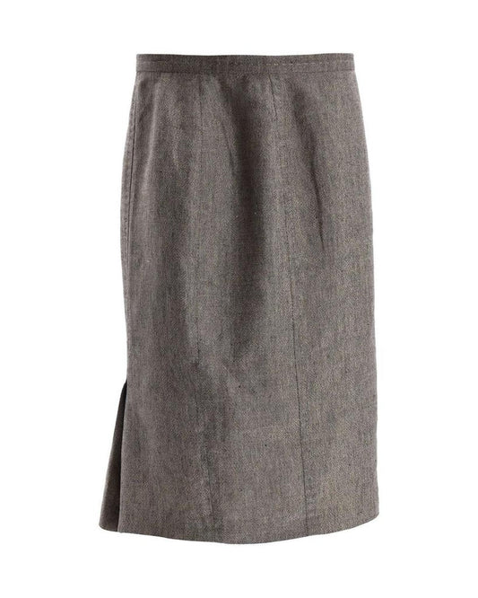 Max Mara Midi Skirt in Grey Linen