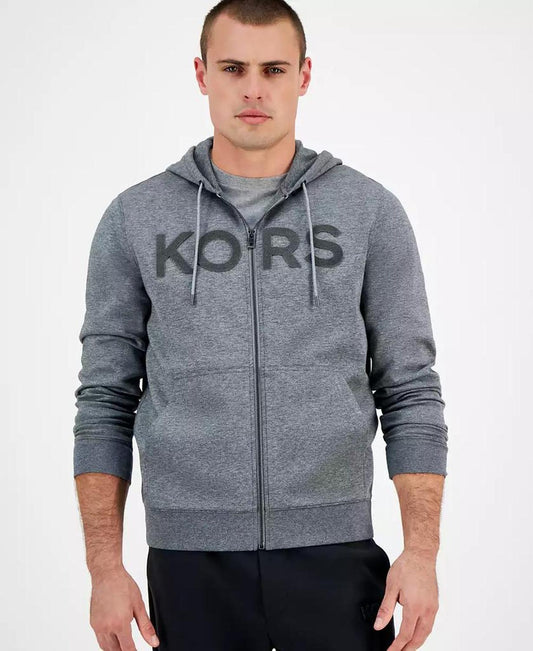 Men's Textured-Logo Zip Hoodie