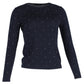 Gardena Embellished Knit Sweater in Navy Blue Wool