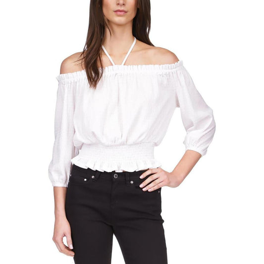 Womens Long Sleeve Tie Neck Off The Shoulder