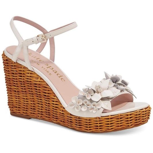 Fiori Wicker Womens Patent Leather Embellished Wedge Sandals