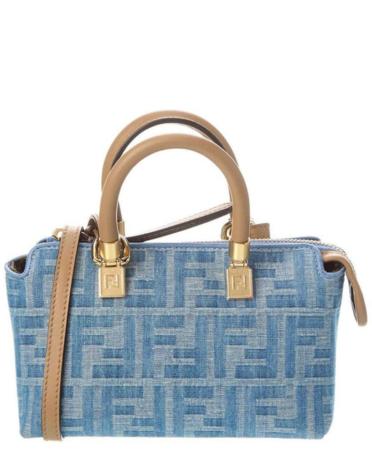 FENDI By The Way Mini Denim & Leather Shoulder Bag