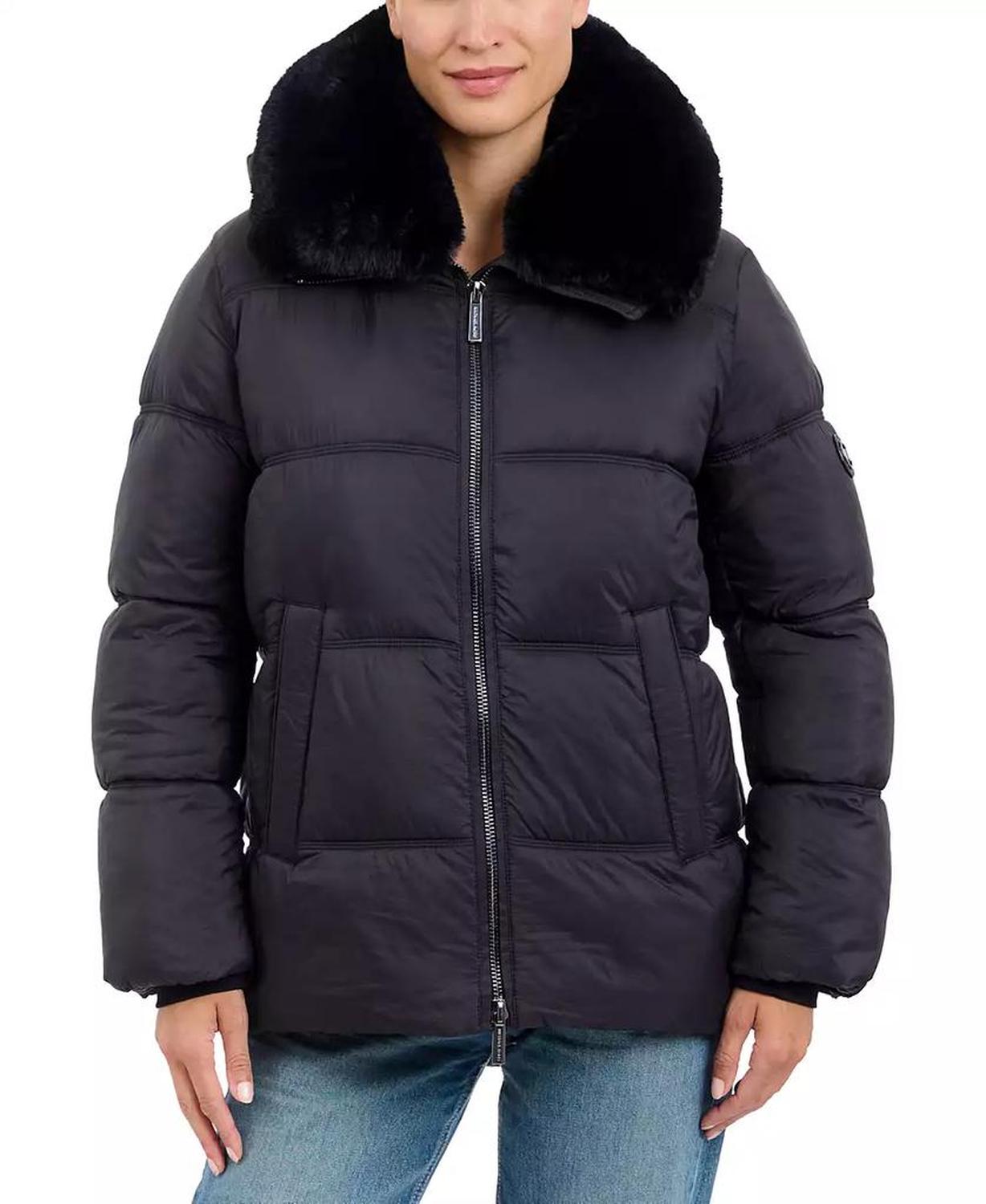 Women's Faux-Fur-Collar Hooded Puffer Coat, Created for Macy's