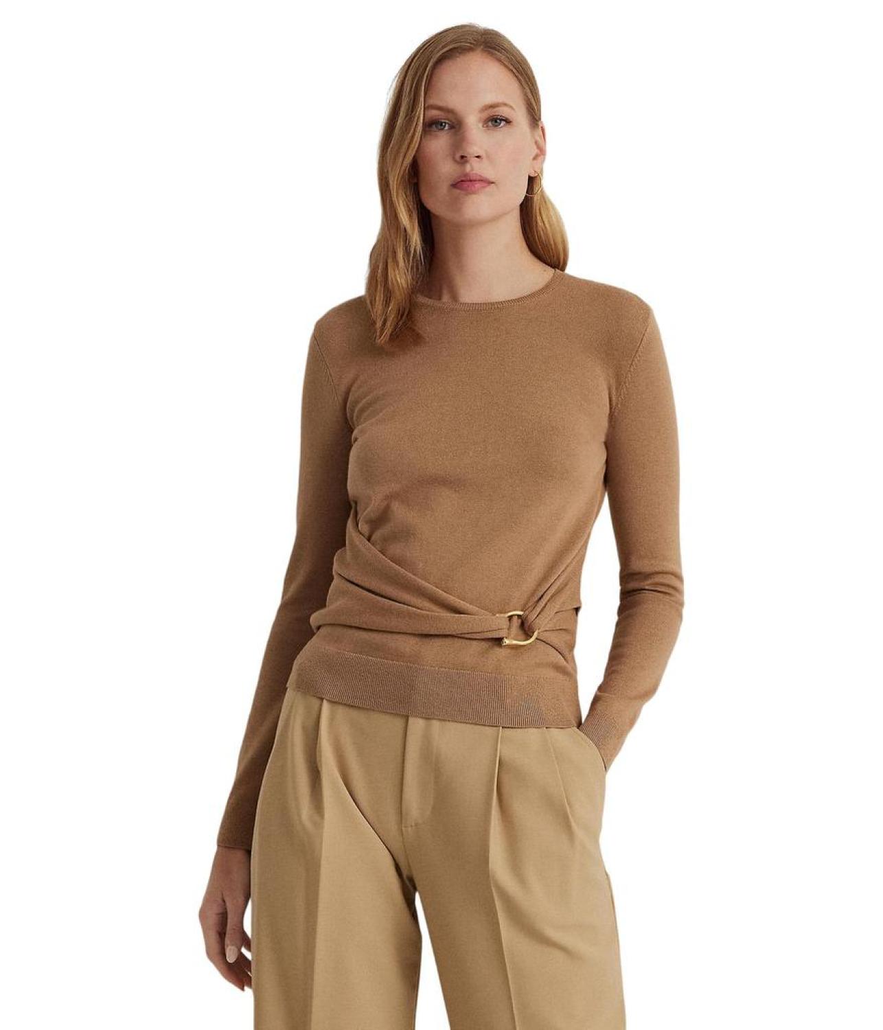 Twist-Front Cotton-Blend Sweater