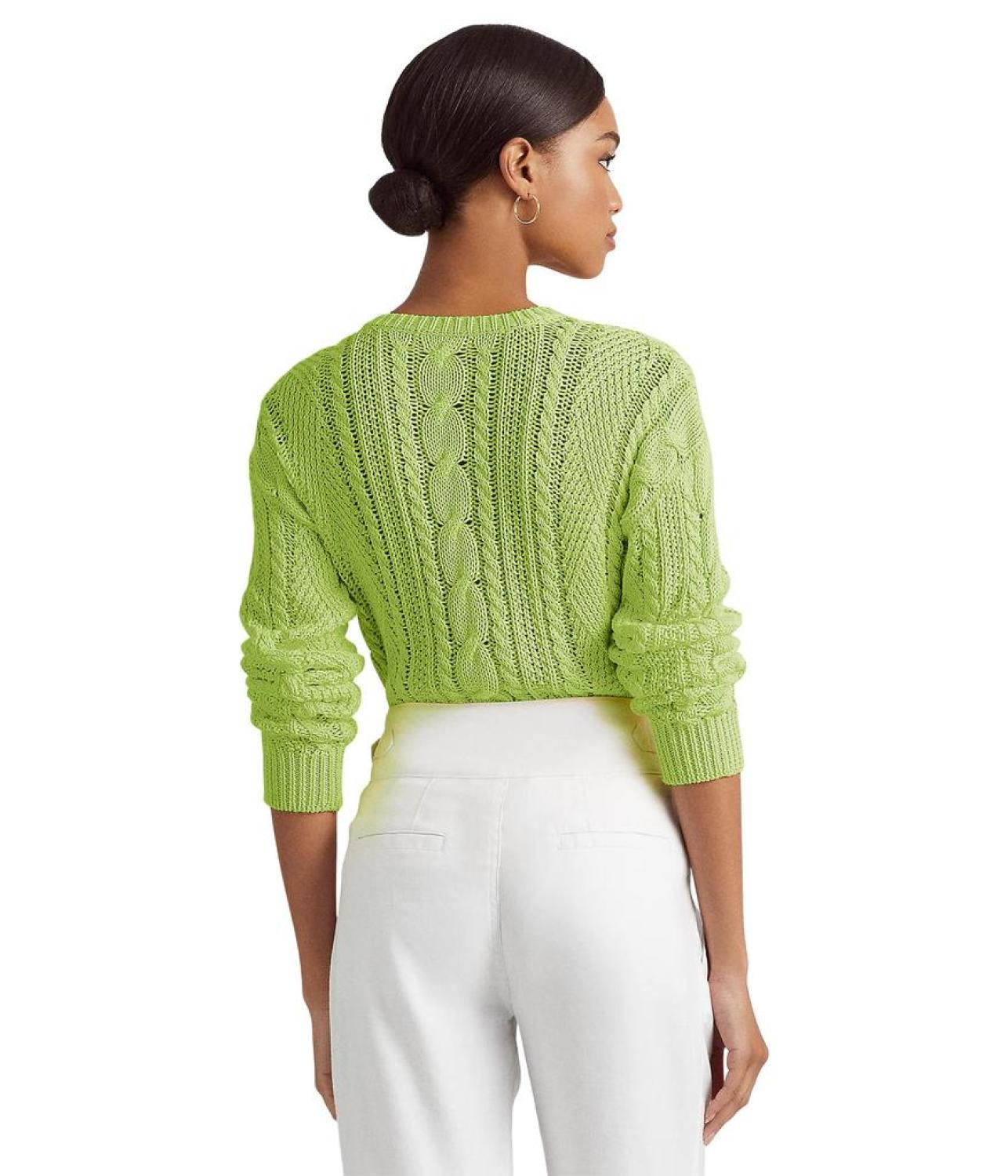 Petite Aran-Knit Cotton Sweater