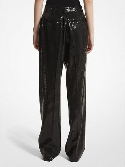 Carolyn Sequined Crepe Sablé Straight-Leg Trousers