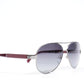 Chanel Polarised Lens Aviator Sunglasses Silver / Maroon Acetate 135