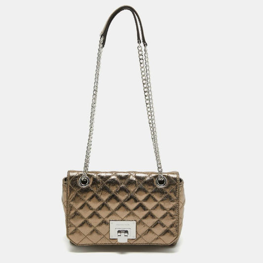 Michael Michael Kors Nickel Foil Leather Vivianne Flap Shoulder Bag