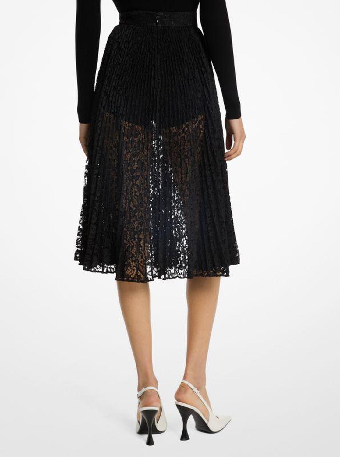 Floral Lace Pleated Skirt