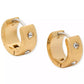 Gold-Tone Small Pavé Chunky Huggie Hoop Earrings, 0.5"